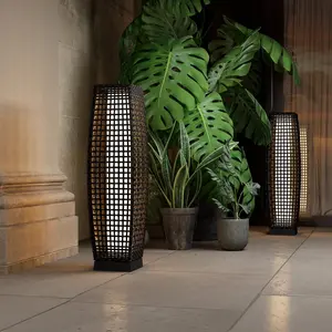GRAND PATIO FUJI Solar-powered Woven Wicker Floor Lamp ,Lighting Outdoor