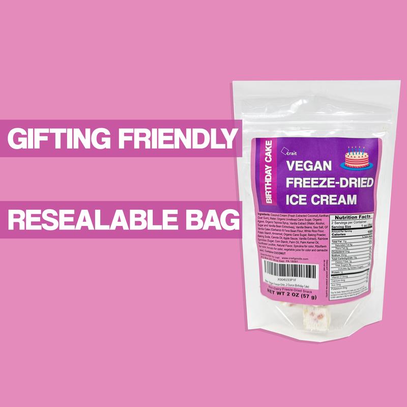 crait Vegan Freeze-Dried Ice Cream Dairy-Free Freeze Dried Ice Cream 2 Ounce (Birthday Cake)
