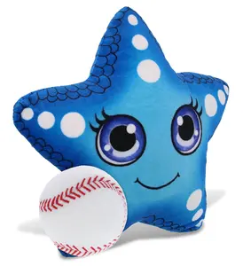 DOLLIBU Soft Plush Blue Starfish Stuffed Toy - Polyester Material, Baseball Accent, Custom Name Print Option, Suitable for Ages 0+
