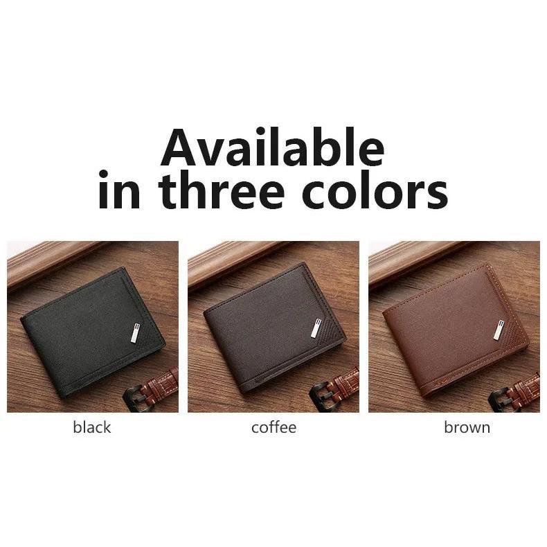 Men's leather short wallet thin wallet foldable minimalist soft leather wallet