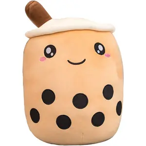 Boba Plushie, 9.4 in Boba Plush Pillow  Gifts for , Valentine, Christmas (Brown Round Eye)