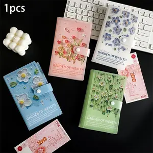 Cash Budget Planner Booklet, Planner Notebook, Floral Design Envelope Style Storage Clips, Efficient Financial Management Tool, 50 Sheets Included