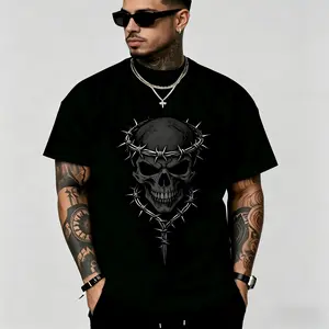 Dark Hardcore Skull Design Attitude Slogans T-Shirt for Men - Bold Street Fashion Apparel, Soft Breathable Cotton Crew Neck Short Sleeve, Regular Fit with Slight Stretch, All-Season Summer Spring Top, Machine Washable