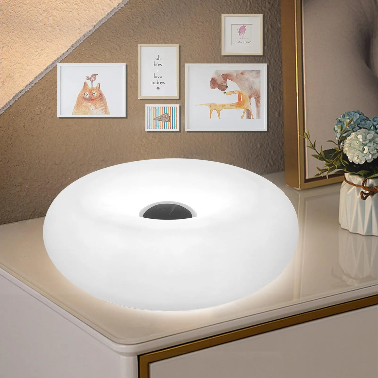 2026 New Modern Orange Donut LED Table Lamp - Touch Switch, Adjustable Brightness & Color Temperature, USB Rechargeable, Playful Smart Indoor Light, Colorful Ambient RGB Light, Modern Nightstand Bedside Lamp for Bedroom Desk Decor, Colorful Ambient Light