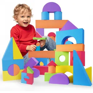Large Building Foam Blocks for Toddlers, 30 Pieces EVA Stacking Foam Building Blocks Toy Set, Non-Toxic, Washable, Early Learning Construction Toys & Gifts for Kids Boys & Girls