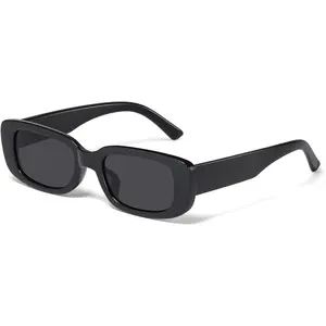 Rectangle Sunglasses for Women Men Trendy Y2k Retro 90s Sun Glasses UV Protection Cool Square Frame LED Light Blocking Stickers