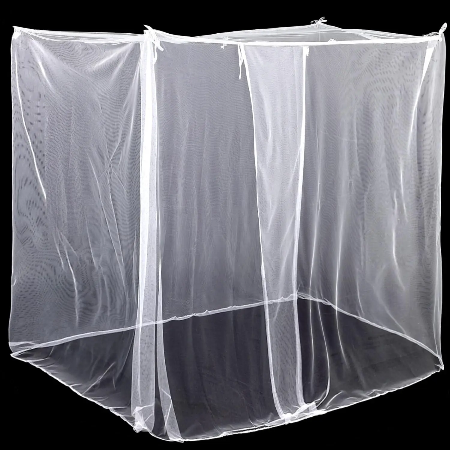 4 Corners Net for Bed, Mosquiteros para Camas Bed Canopies Netting Drapes Rectangular Mesh for Camping Home Travel(White,L75 X W59 X H67 Inch,1 Opening)