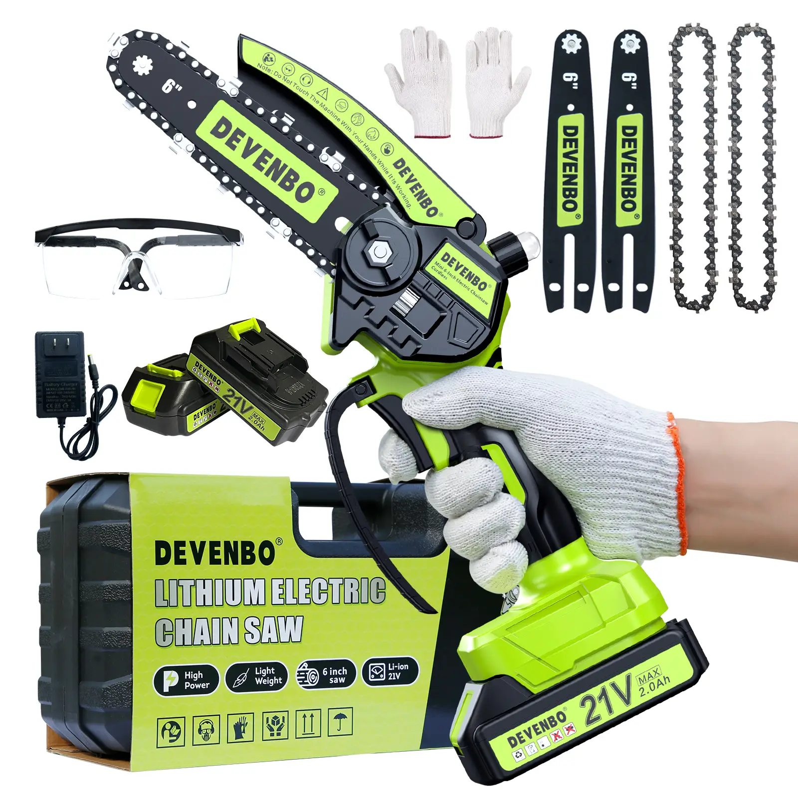 [ON SALE] 6 Inch Mini Chainsaw, Handheld Portable Cordless Electric Chainsaw with Safety Lock, 21V Battery Powered, Professional gardening tools, Gift