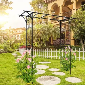 Metal Garden Archway L80.3'' x Width 20.47'' x Height 81.1'' Climbing Plants Support Rose Archway Outside in Black