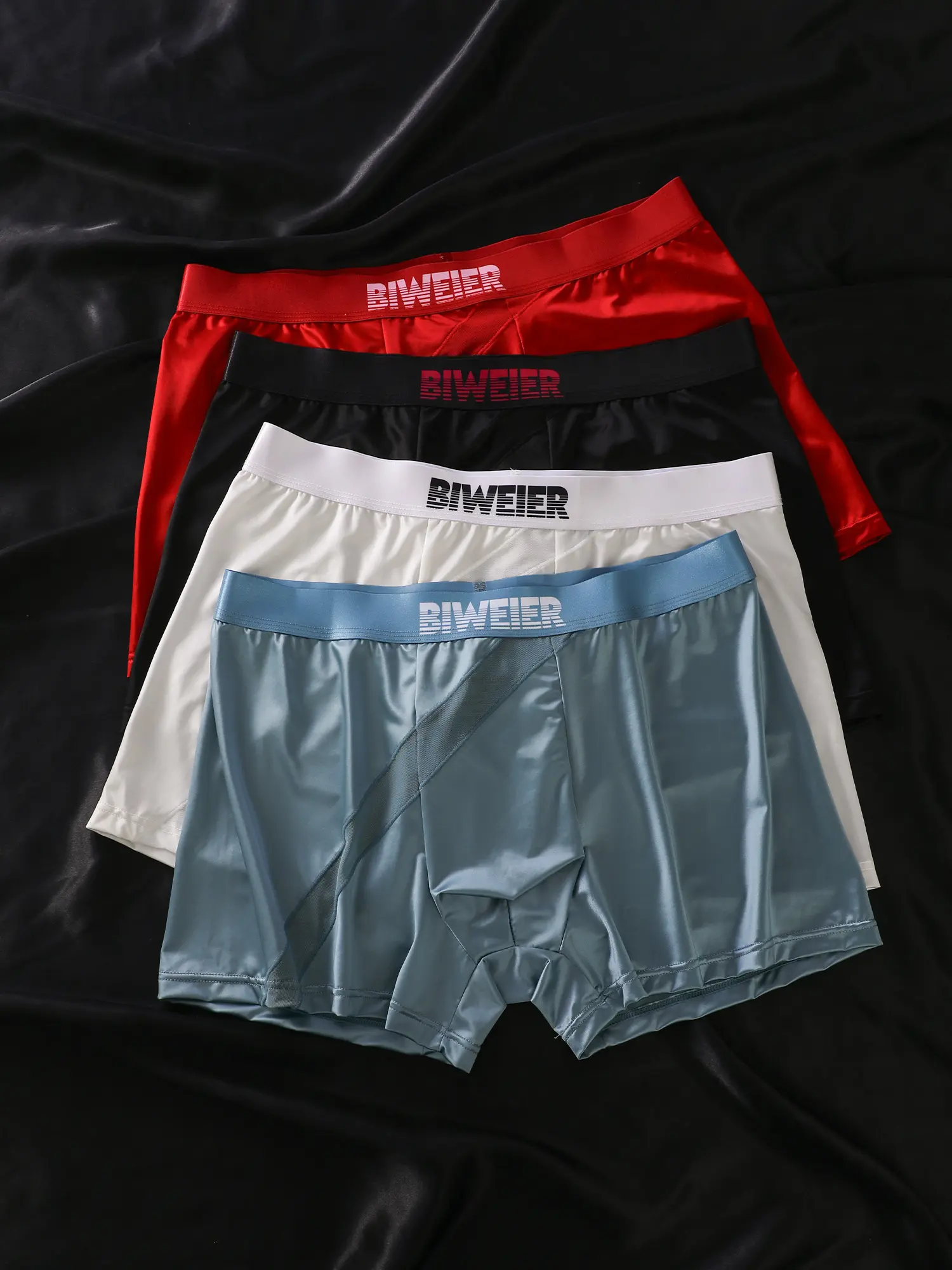 4 Pieces Biweier Silk-like Ice Fiber Men’s Underwear Briefs, Breathable Mesh Insert, Cool Comfort, Ideal for Home & Vacation Wear