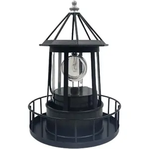 LED Solar Powered Lighthouse, 360 Degree Rotating Lighthouse Lamp, IP65 Waterproof LED Solar Lighthouse Lamps Towers Statue Lights for Outdoor Garden Pathway Patio