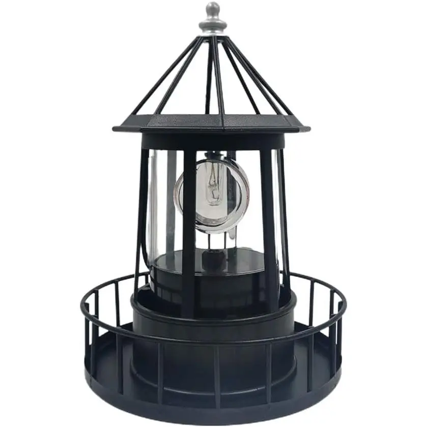 LED Solar Powered Lighthouse, 360 Degree Rotating Lighthouse Lamp, IP65 Waterproof LED Solar Lighthouse Lamps Towers Statue Lights for Outdoor Garden Pathway Patio