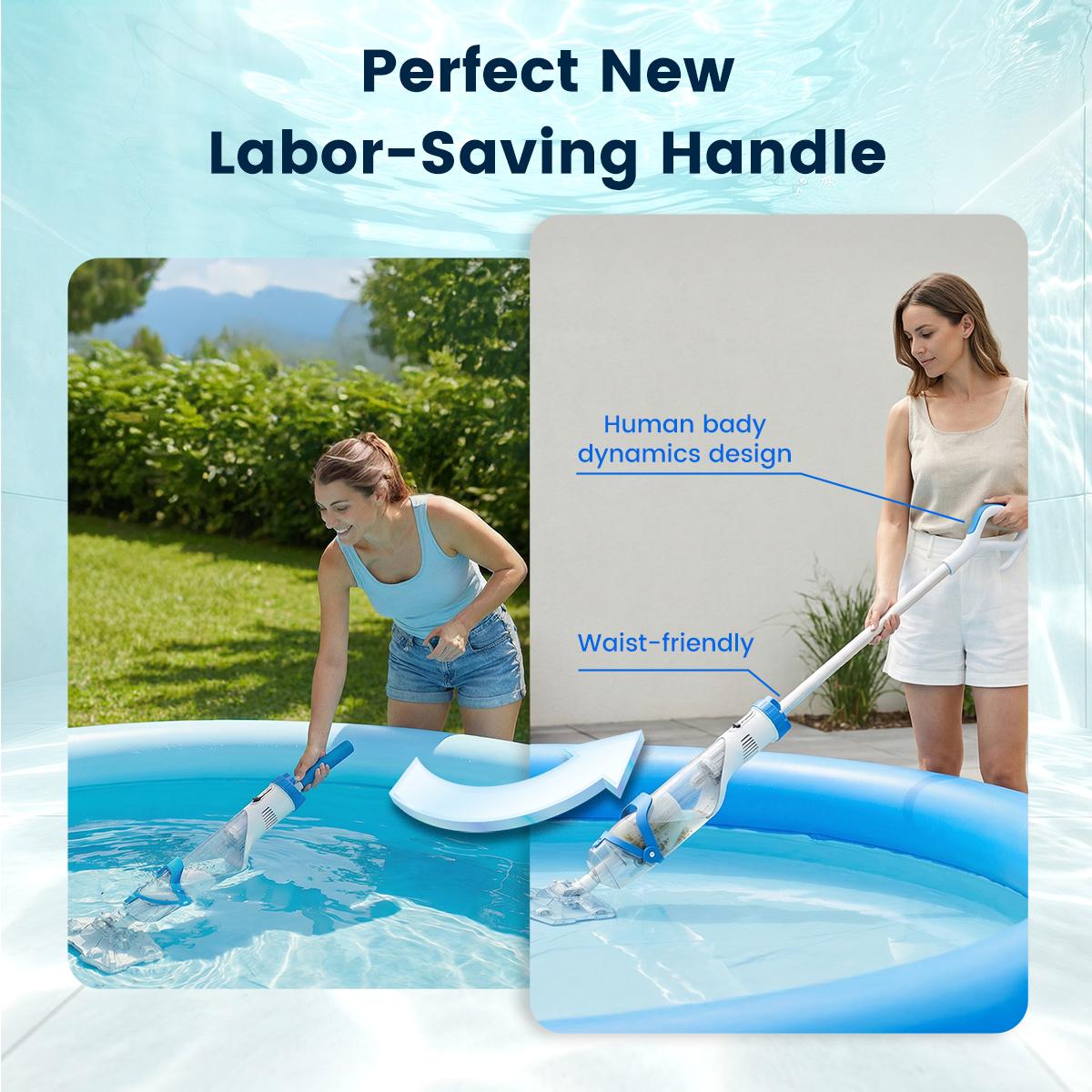 【Spring Cleaning】Enhulk Latest Upgrade PC22 Rechargeable Handheld Swimming Pool Vacuum Cleaner for Above Ground Pools, Telescopic Pole, 2 Suction Modes (H-Max Sand Mode), Ergonomic Handle, 18.5 Gals/Min Deep Cleaning, Filter Ball, Stairs/Corners Head, Han 【Spring Cleaning】Enhulk Latest Upgrade PC22 Rechargeable Handheld Swimming Pool Vacuum Cleaner for Above Ground Pools, Telescopic Pole, 2 Suction Modes (H-Max Sand Mode), Ergonomic Handle, 18.5 Gals/Min Deep Cleaning, Filter Ball, Stairs/Corners Head, Han