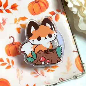 Cute Forest Fox MagSafe Phone Grip – Kawaii Woodland Animal Magnetic Pop Socket & Kickstand – Cozy Fall Phone Accessory Gift