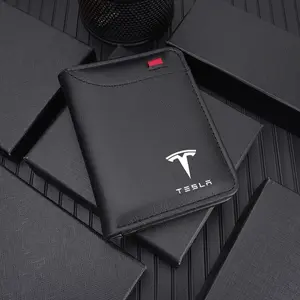 Tesla Model 3/model S/x/y/roadster/sx Car Emblems, Soft Wallet Leather Mini Credit Card Purse, Portable Small Wallet