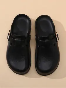 Women's Fashionable Solid Color Slides, Casual Comfortable Flat Sandals for Beach, Outdoor, Daily Wear, Walking Shoes
