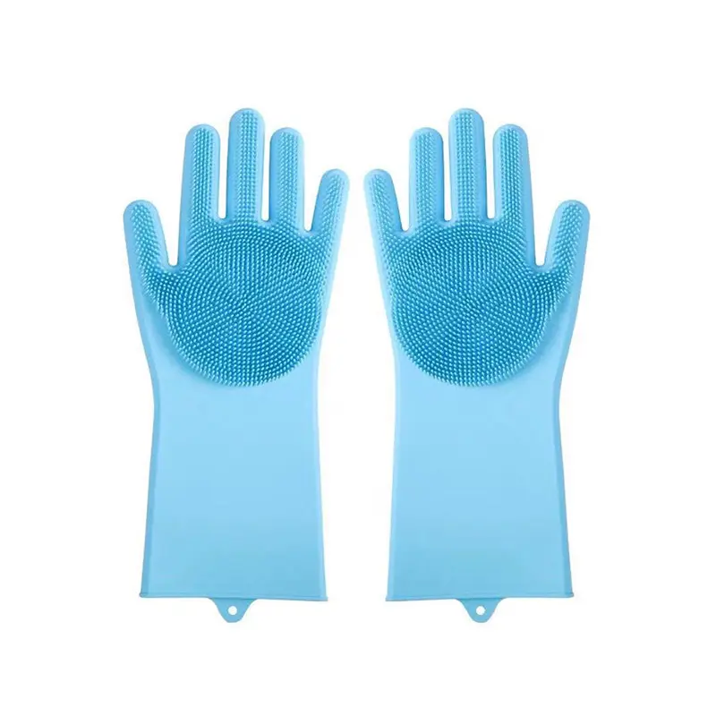 Household Silicone Cleaning Gloves - Durable, Flexible, Non-Slip, Heat-Resistant, 1-Size, Textured Palm, Extended Cuff, Easy-to-Clean for Kitchen Care & Washing Chores, One Size