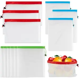 12 count  Produce Bags - Mesh Produce Bags Drawstring  Washable Vegetable Storage Bags Refrigerator Keep Fresh Grocery  Fruits Veggie Green Net Bag  Storage Zero  Shop