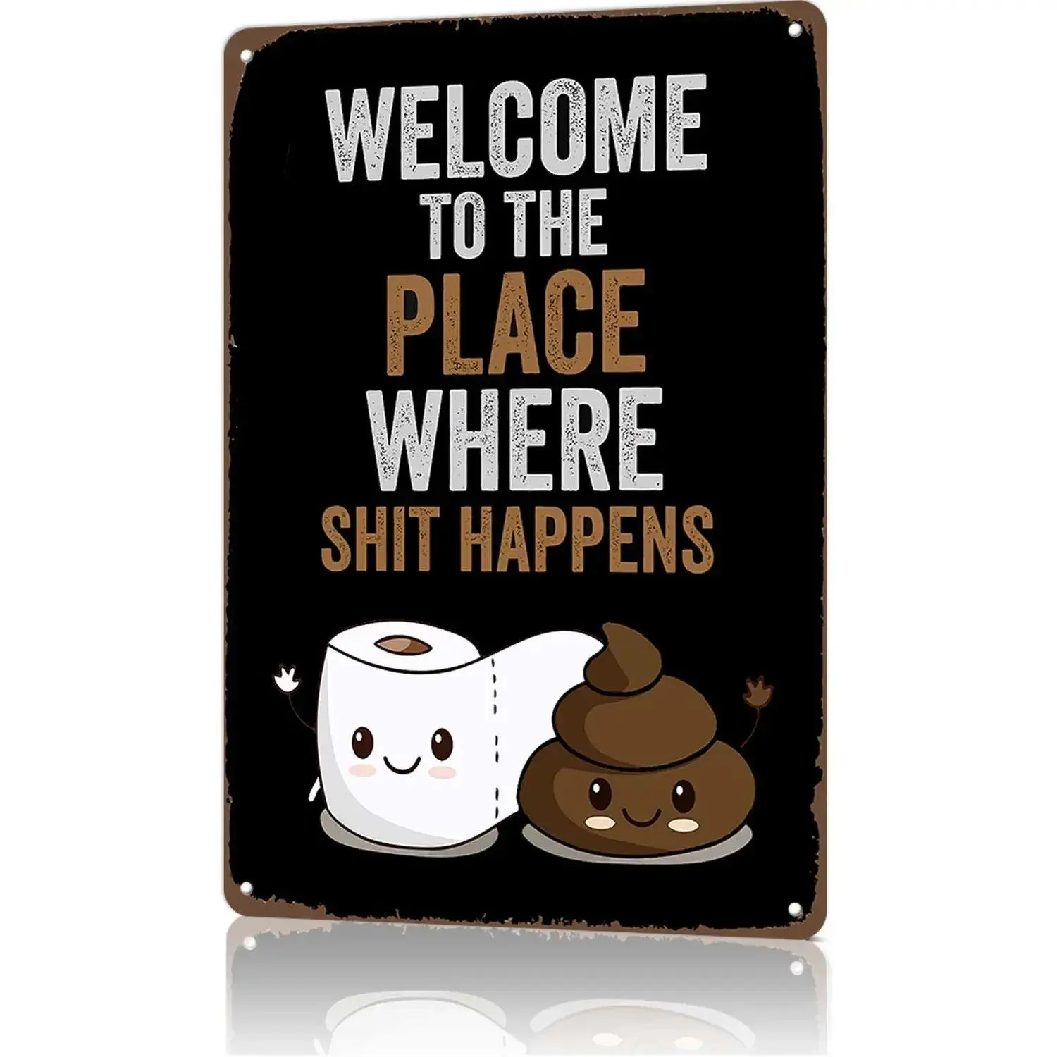8x12in Rectangle Hangable Aluminium Decorative Plaque - Retro Funny Bathroom Room Decor, Art Deco Home Supplies, Daily Anthropomorphic Aluminum-Based Home Accent Sign, American Retro Home Signs