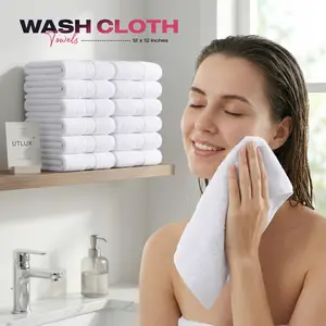 12-Pack Premium Cotton Washcloths  Soft & Absorbent 12x12 Towels for Face, Spa, Gym & Bathroom