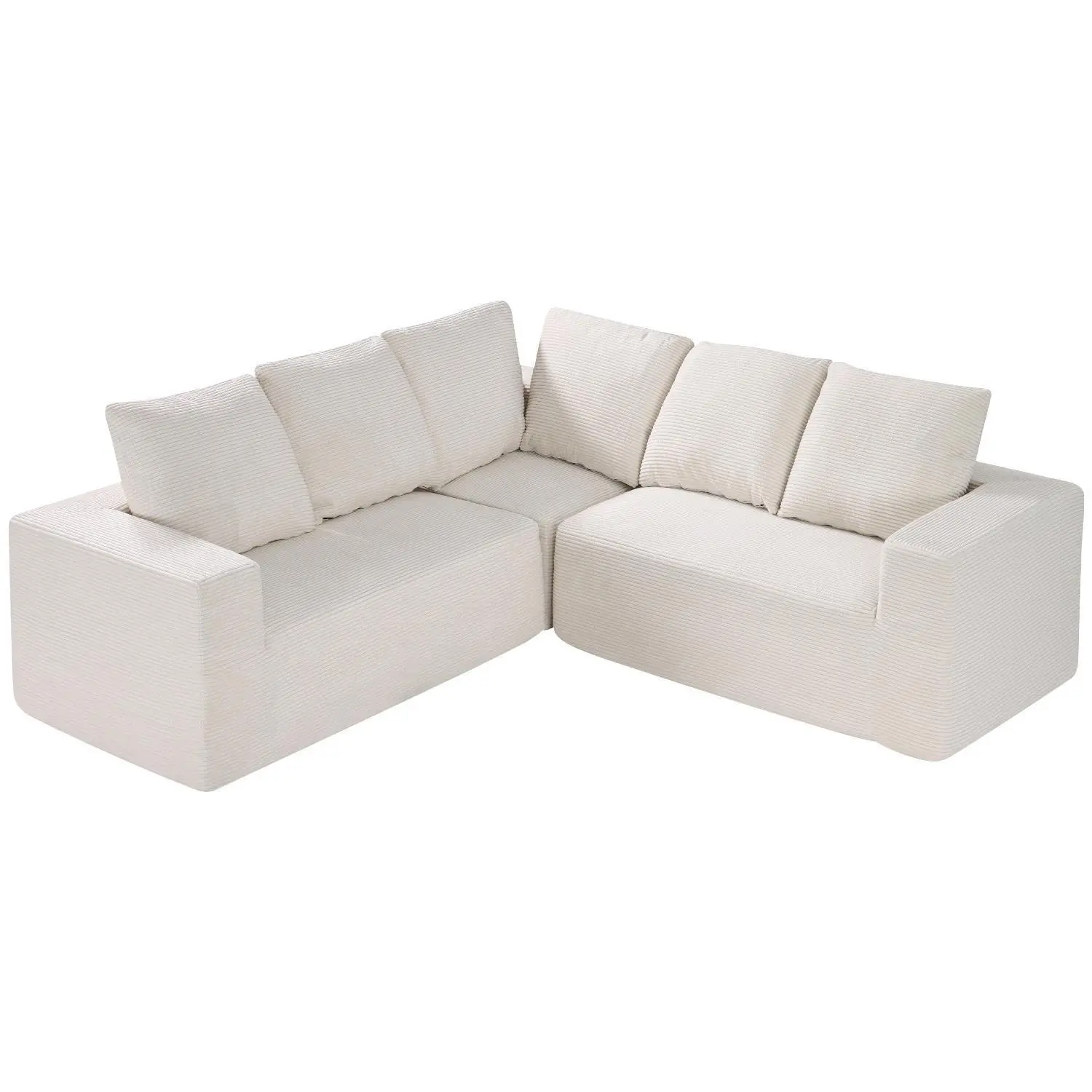 【SummerFinds】VEVOR Durable L-Shape Modular Sectional Sofa - Large Plush Comfy Indoor Couch with Corduroy Upholstery, Supportive Cushion, Wide Armrest, 17.7in Deep Seat, Black