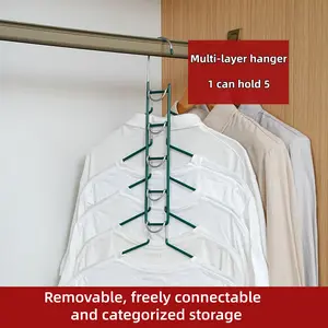 Multifunctional Seamless Clothes Rack, 5-Layer Detachable Design, Space-Saving, Sturdy Thick Tubes, Ideal for Bedroom Closet Renting