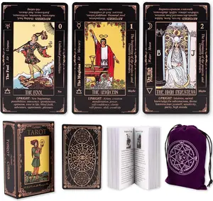 Tarot Cards for Beginners, Classic Tarot Cards with Meanings on Them, Durable Tarot Cards with Guide Book for Beginners (Black)