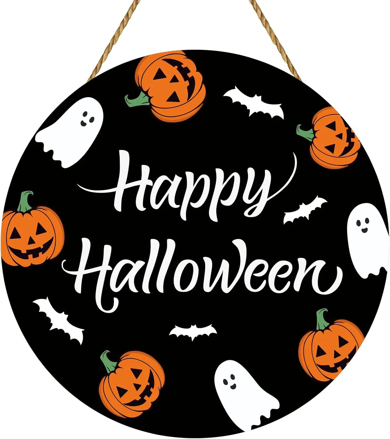 Halloween Fall Gift Halloween Decorations Indoor Halloween Wreaths for Front Door Decorations Cute Ghost Decor Wooden Front Door Hanger Wreath Bat Pumpkin Ghost Hanging Sign for Porch Wall Indoor Home Decorations