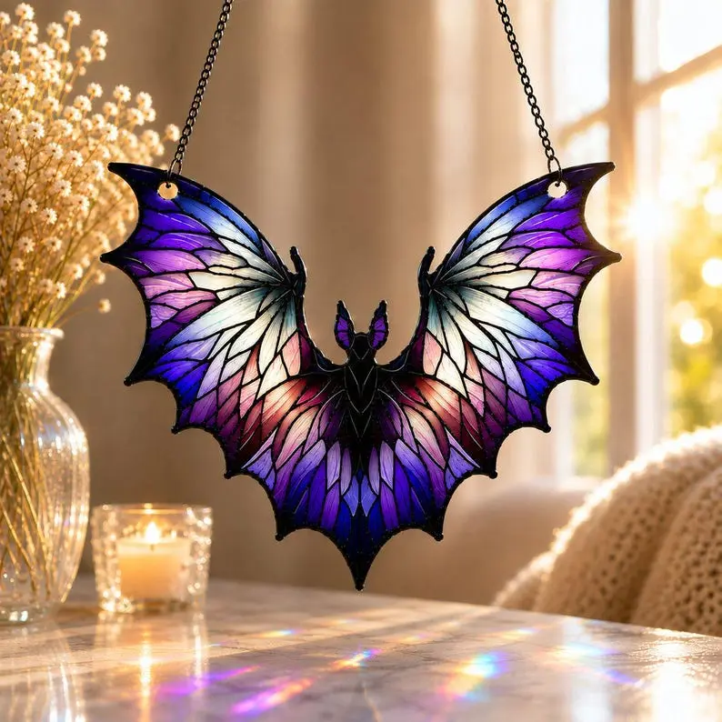 Halloween Suncatcher, Acrylic Ornament, Stained Glass Window, Witchy Home Decor, Housewarming Gift, Garden Gifts