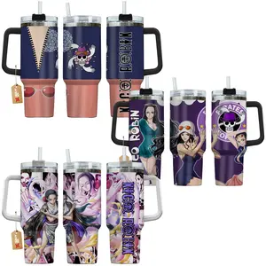 Nico Robin OP Anime Manga 40oz Tumbler Stainless Steel with Straw, Lid and Handle - Double Wall Insulated Flasks – Perfect Gift for Fans