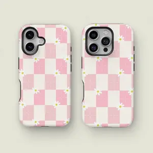 Pink Gingham Phone Case, Plaid Phone Case, Pastel Phone Case, Gift for Him/ Her, Men/ Women, Birthday - iP Xr, 11, 12, 13, 14, 15, 16, 17, S21, 22, 23, 24, 25 - Tough case, MagSafe, Phone case