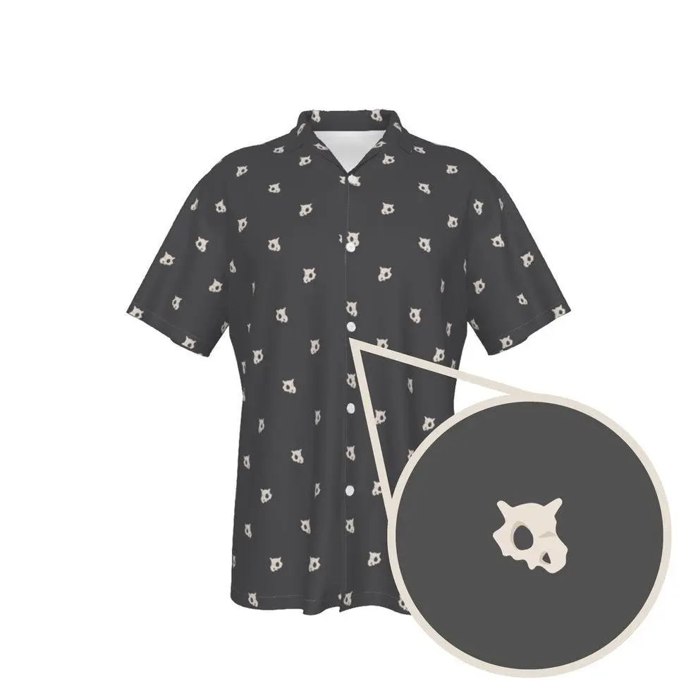 Monster Skull Graphic Hawaiian Shirt, Animal Bone Print Tropical Aloha Button Up, Unisex Summer Beach Vacation Wear #GraphicShirt #AlohaShirt #BeachWear #SummerStyle