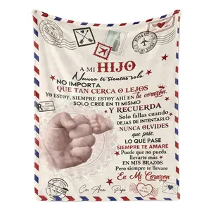 Personalized Father-Son Fleece Throw Blanket, Inspirational Spanish-English Emotional Gift from Dad to Son, Missing You Present for Him for Couch & Bed, Mother's Day Sale