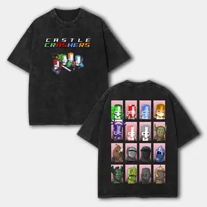 Castle Crashers knights Washed Tee Unisex Oversized game anime manga Washed Heavyweight Cotton T-shirt, Men Gift, Graphic Tee, Streetwear Oversized Fabric Fashion