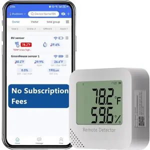 Remote WiFi Temperature & Humidity Sensor, No Subscription 24/7 Remote Temp  with Email, Text , Sound & Light , Idea for RV, Pet, Greenhouse, Farm, Freezer, Server Room