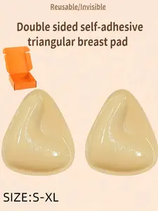 Women Reusable Silicone Bra Pads, Triangle Non-Slip Silicone Inserts with Gift Box, Invisible Bras for All Seasons, Max Support