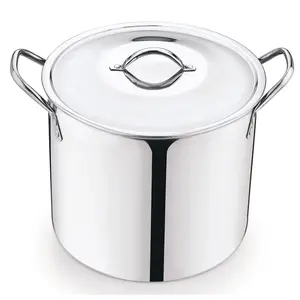 8Qt Stainless Steel Stock Pot with Metal Lid Ultra Durable StayCool Handles Hand Wash Only Cookware