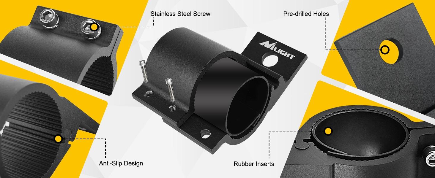 Nilight Tube Clamp Bracket Fit 1.81 to 2.13 Inch Round Bull Bar Crash Bar Guard Roof Rack Roll Cage Bumper for Offroad LED Light Work Driving Whip Lights Mounts on Truck ATV UTV