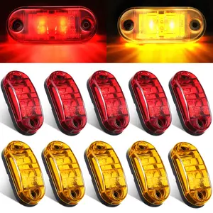 10 Pcs 2.5 Inch LED Trailer Lights 2 Diode Waterproof LED Trailer Side Marker Oval Signal Running Lights for Truck Boat Rv