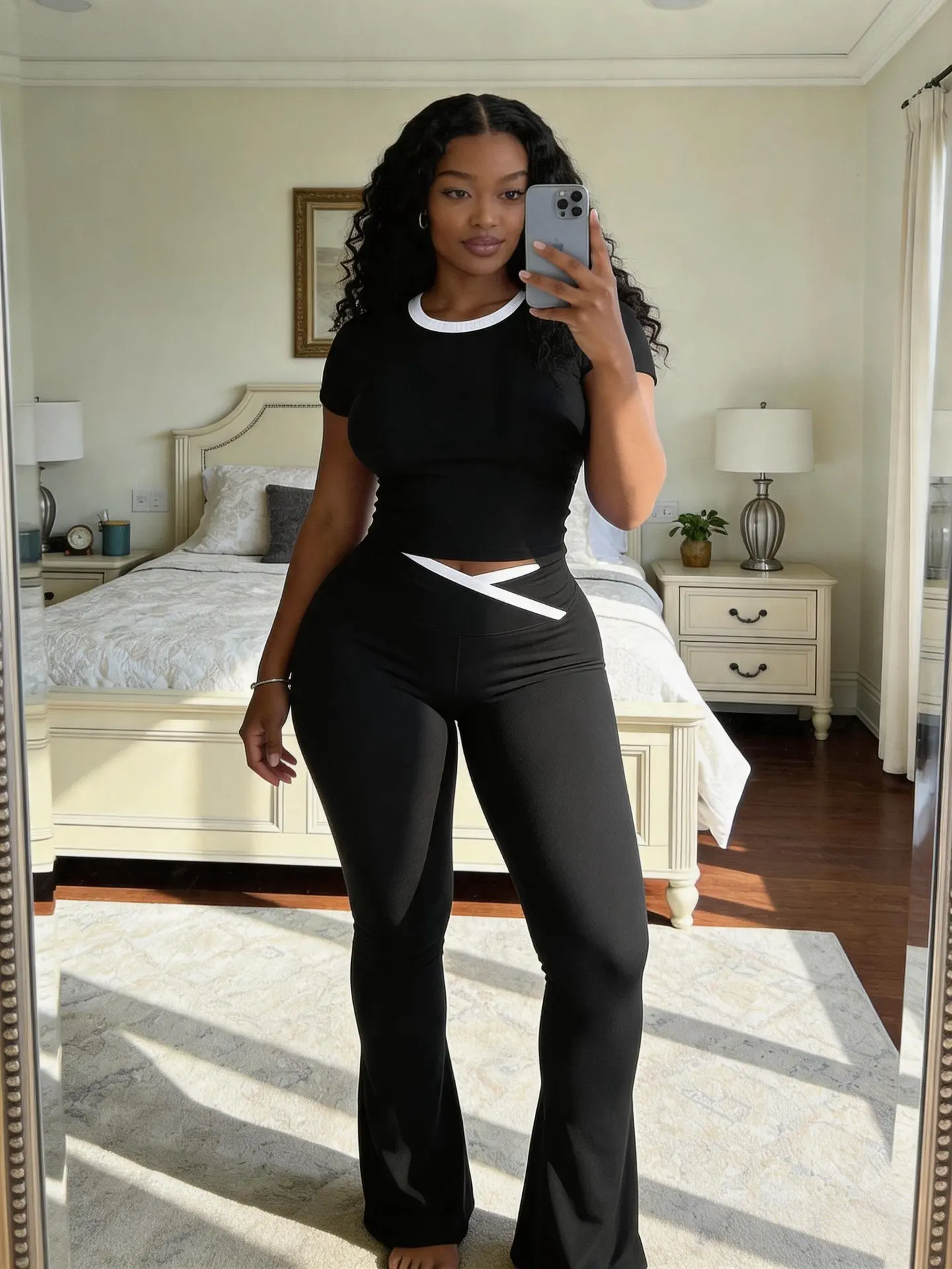 Women’s 2026 Spring 2-Piece Set - Breathable Fabric Short Sleeve Top & High Waist Stretchy Leggings Lounge Matching Outfit