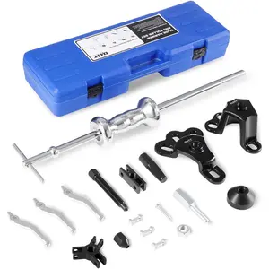 9-Way Slide Hammer Puller Set Front Wheel Hub Bearing Remover & Rear Wheel Axle Hub Dent Shaft Puller Tool Kit with T-Shaped Handle and Chrome Plated Carbon Steel Shaft