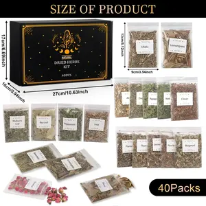 The 2026 New 40-piece Organic Herbal Flower Magic Supplies Set, a witchcraft gift suitable for beginners, is used for rituals, spells, soap and candle making, and is suitable for Halloween.