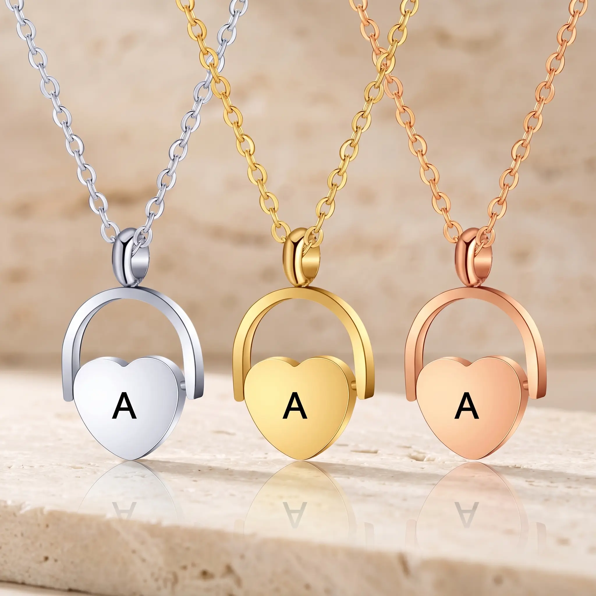 LOVE LAB Romantic Heart Initial Letter Necklace – Personalized Gold Pendant Jewelry. The Perfect Anniversary or Valentine’s Day Gift for Wife, Girlfriend, or Daughter.