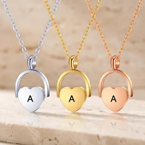 LOVE LAB Romantic Heart Initial Letter Necklace – Personalized Gold Pendant Jewelry. The Perfect Anniversary or Valentine’s Day Gift for Wife, Girlfriend, or Daughter.