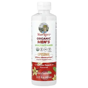 MaryRuth's Organic Men's Multivitamin Liposomal, Vanilla Peach, 15.22 fl oz (450 ml)