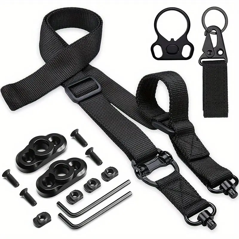 Tactical multifunctional sling, nylon material | Military grade quick adjustable sling rotation | Ring quick adjustable heavy-duty mounting strap, Carabiner For Leash Outdoor Gear Accessories