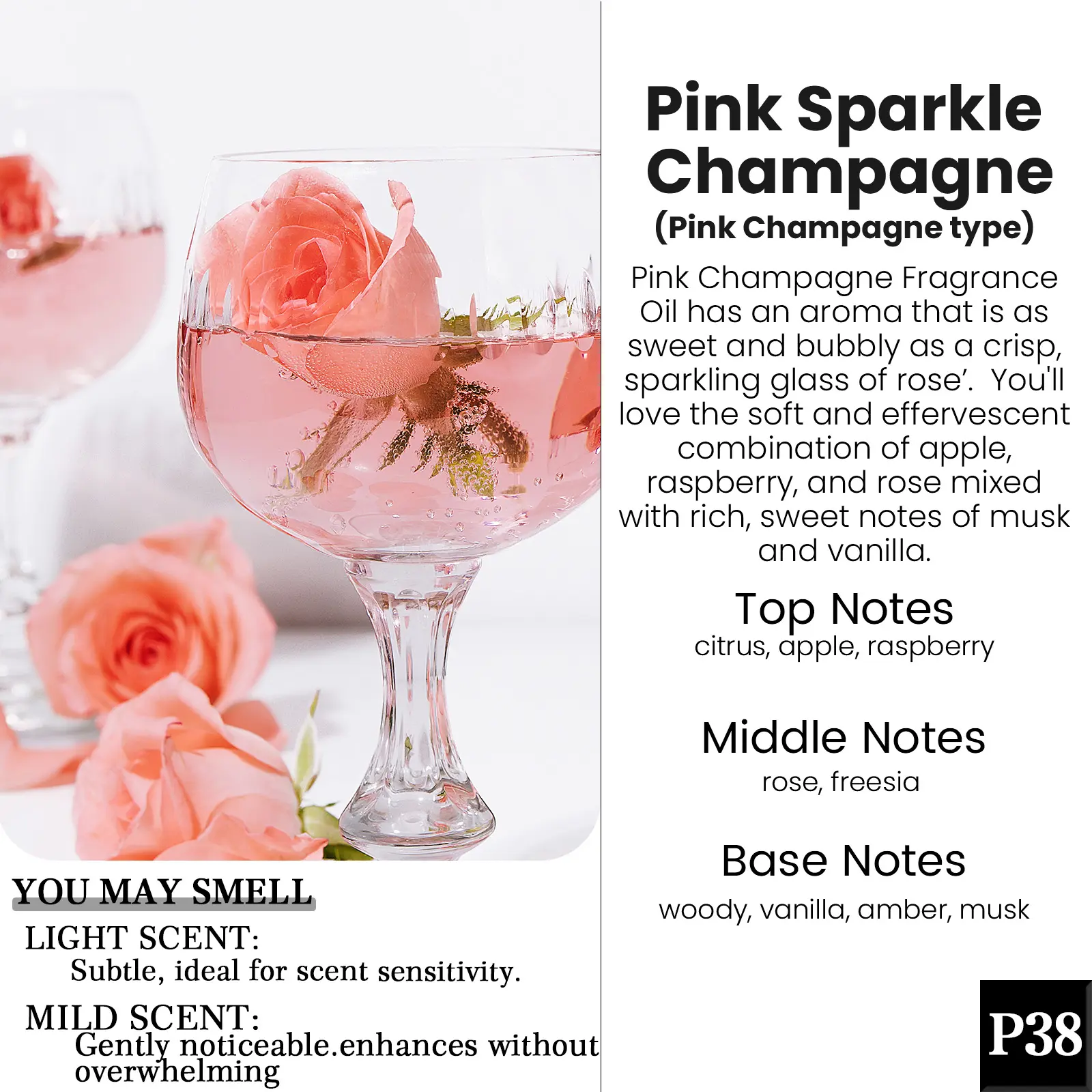 P38-Pink Sparkle Champagne(Pink Champagne type)