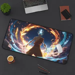 Avatar Aang Playmat Magic the Gathering TCG MatATLA Anime Desk Pad Elemental Fantasy Art for Gamers