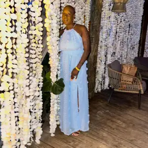 Celestial Bloom Halter Gown Blue Dress