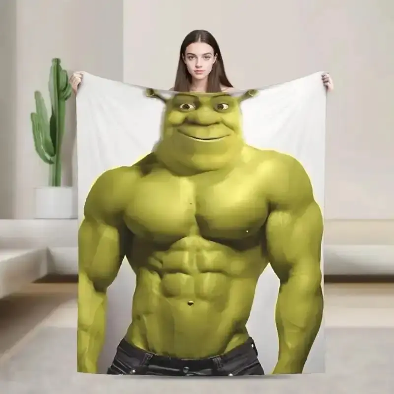 Muscular Shrek Funny Meme Blanket – Buff Ogre Internet Viral Meme Design, Soft Plush Fleece Throw, Perfect for Couch/Bed Decor & Unique Gift for Shrek Fans, Meme Lovers & Comedy Enthusiasts